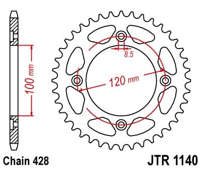 Obrázek produktu Řetězová rozeta JT JTR 1140-63 63 zubů, 428 JTR1140.63