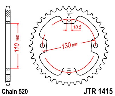 Obrázek produktu Řetězová rozeta JT JTR 1415-42 42 zubů, 520 JTR1415.42