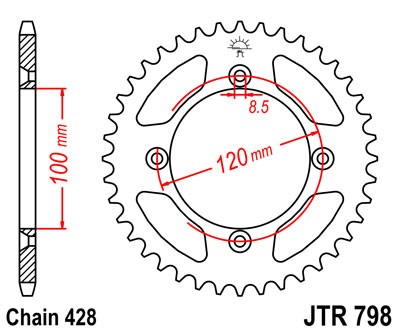 Obrázek produktu Řetězová rozeta JT JTR 798-54 54 zubů, 428 JTR798.54