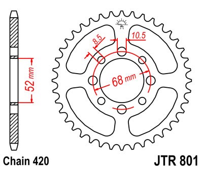 Obrázek produktu Řetězová rozeta JT JTR 801-41 41 zubů, 420