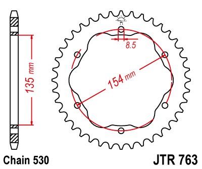 Obrázek produktu Řetězová rozeta JT JTR 763-40 40 zubů, 530