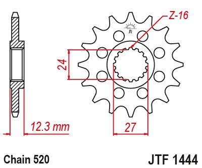 Obrázek produktu Řetězové kolečko JT JTF 1444-16 16 zubů, 520 JTF1444.16