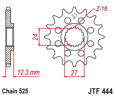 Obrázek produktu Řetězové kolečko JT JTF 444-16 16 zubů, 525 JTF444.16