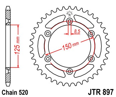 Obrázek produktu Řetězová rozeta JT JTR 897-53 53 zubů, 520 JTR897.53
