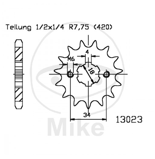 Obrázek produktu Řetězové kolečko JMT 19 zubů, 420 50-13023-19