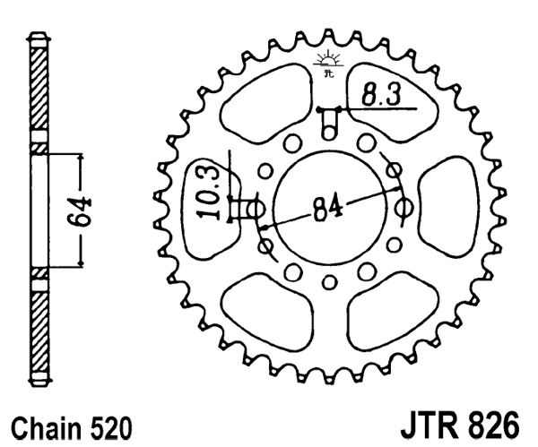 Obrázek produktu Řetězová rozeta JT JTR 826-47 47 zubů, 520 JTR826.47