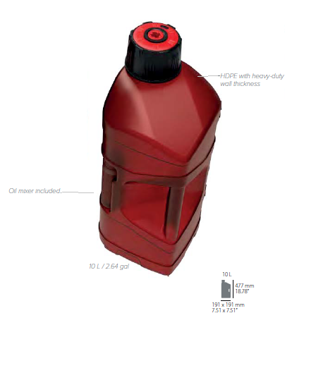 Obrázek produktu Kanystr POLISPORT PROOCTANE 10 l with standard cap + 100 ml mixer + hose průhledná červená