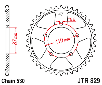 Obrázek produktu Řetězová rozeta JT JTR 829-43 43 zubů, 530