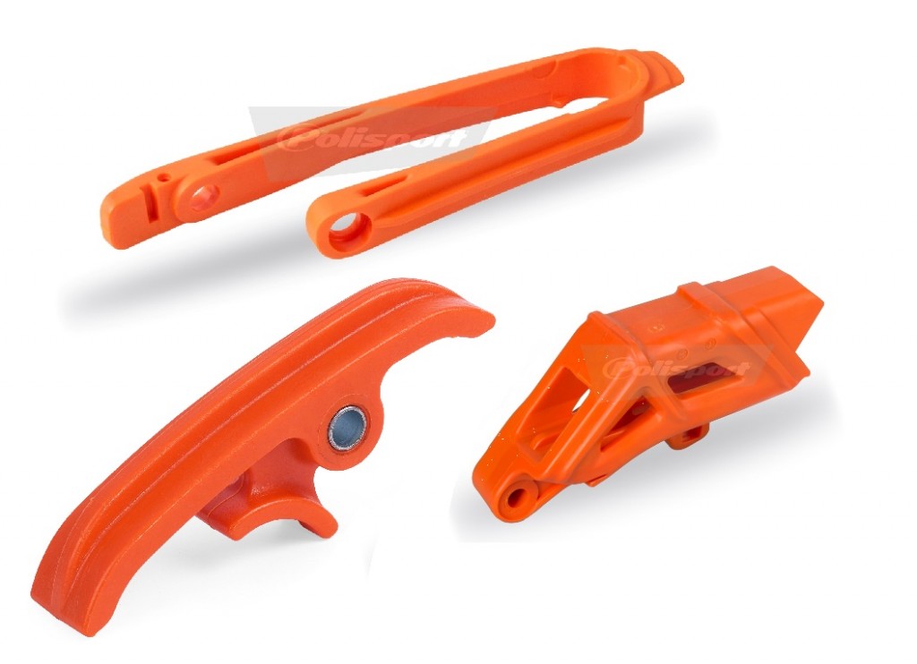 Obrázek produktu POLISPORT Sada vodítka řetězu + jezdce oranžová KTM