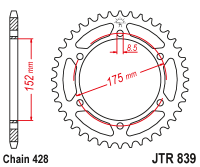 Obrázek produktu Řetězová rozeta JT 55 zubů, 428