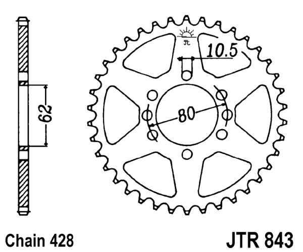 Obrázek produktu Řetězová rozeta JT JTR 843-48 48 zubů, 428