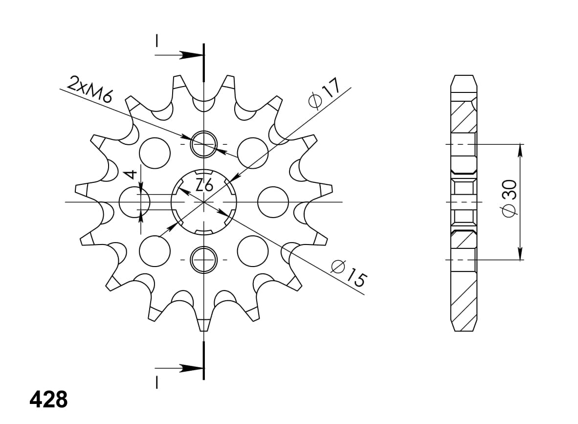 Obrázek produktu Řetězové kolečko SUPERSPROX CST-274:15 15 zubů, 428 CST-274:15.1