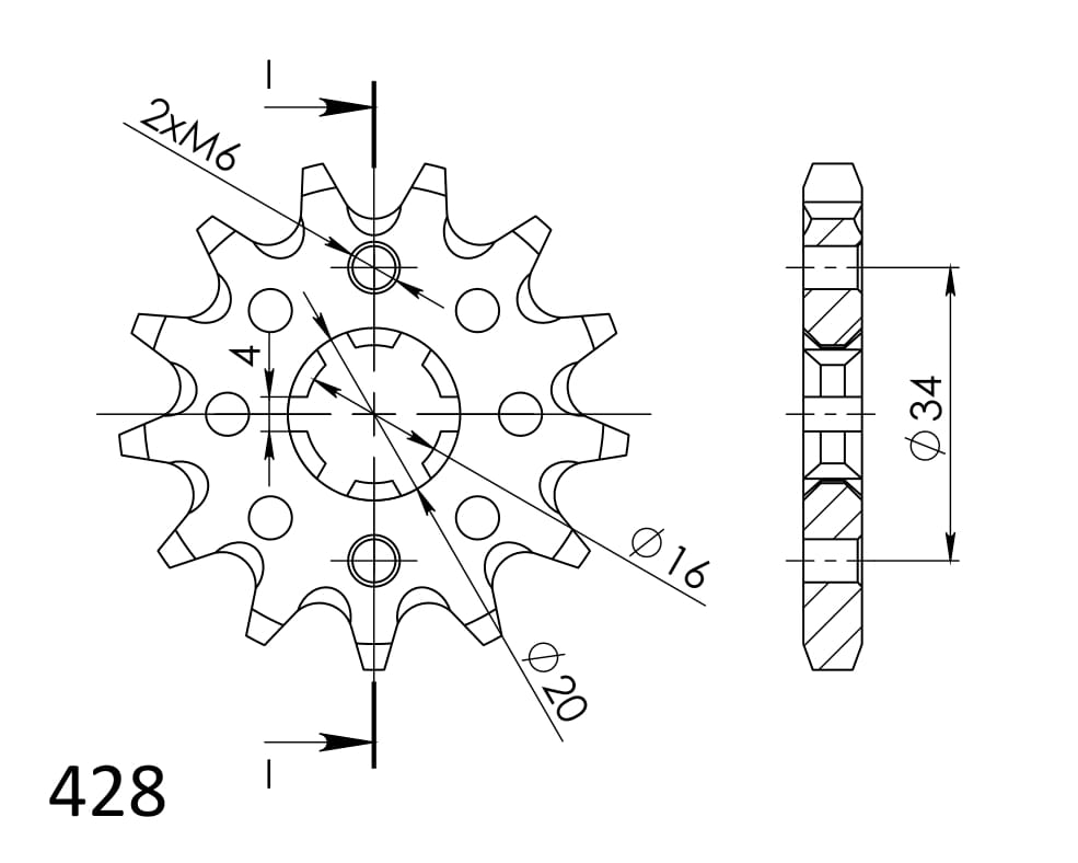 Obrázek produktu Řetězové kolečko SUPERSPROX CST-1263:13 13 zubů, 428 CST-1263:13.1
