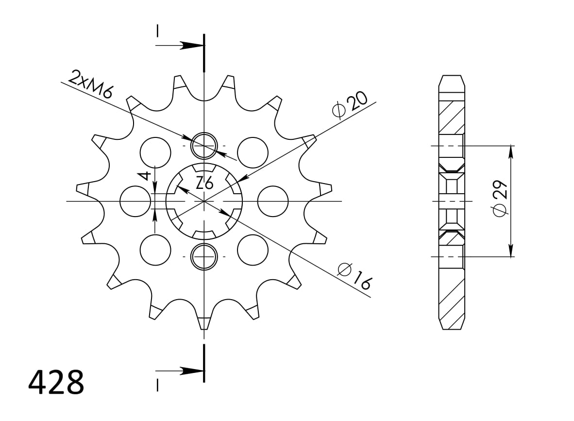 Obrázek produktu Řetězové kolečko SUPERSPROX CST-425:16 16 zubů, 428 CST-425:16.2