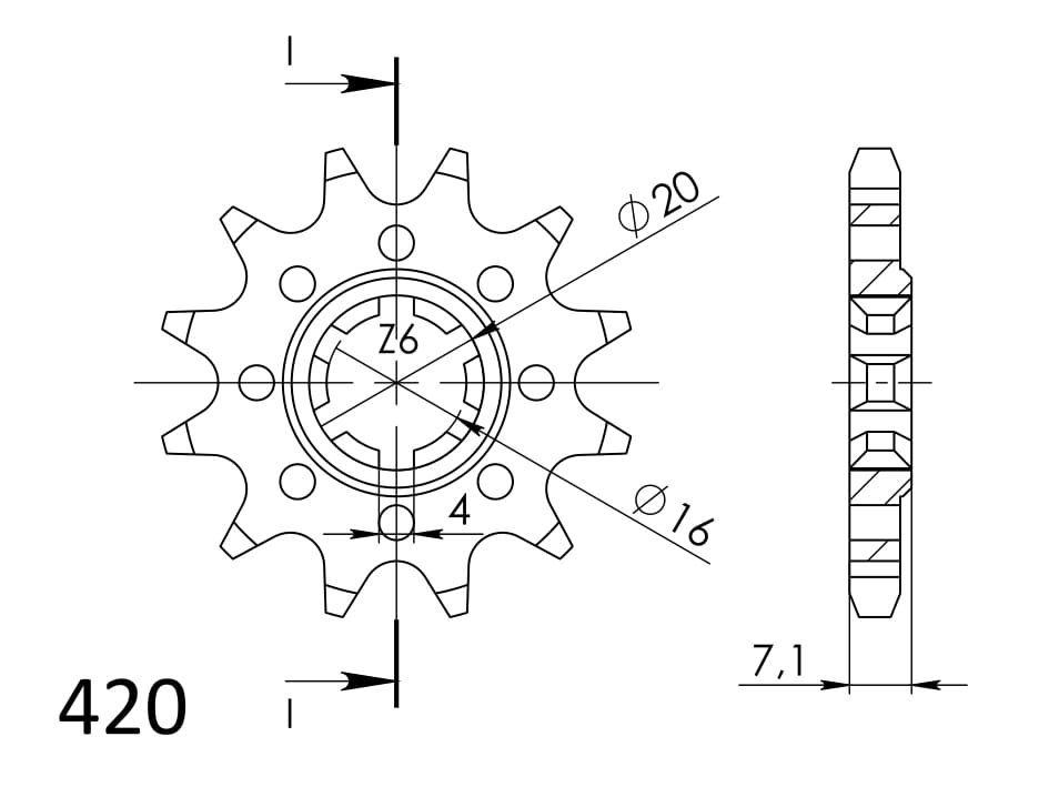 Obrázek produktu Řetězové kolečko SUPERSPROX CST-413:13 13 zubů, 420 CST-413:13.2