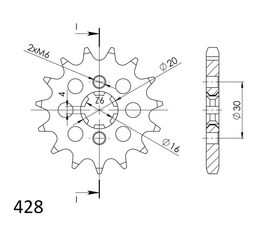 Obrázek produktu Řetězové kolečko SUPERSPROX CST-417:16 16 zubů, 428 CST-417:16.2