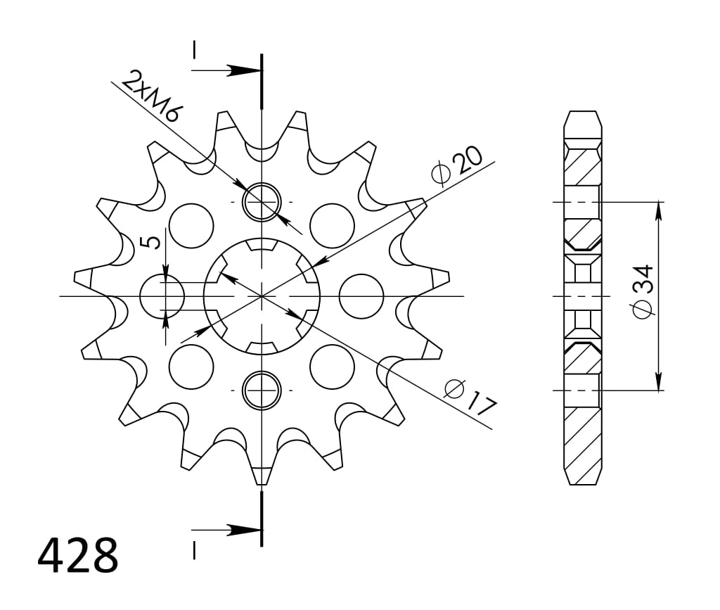 Obrázek produktu Řetězové kolečko SUPERSPROX CST-1264:14 14 zubů, 428 CST-1264:14.1