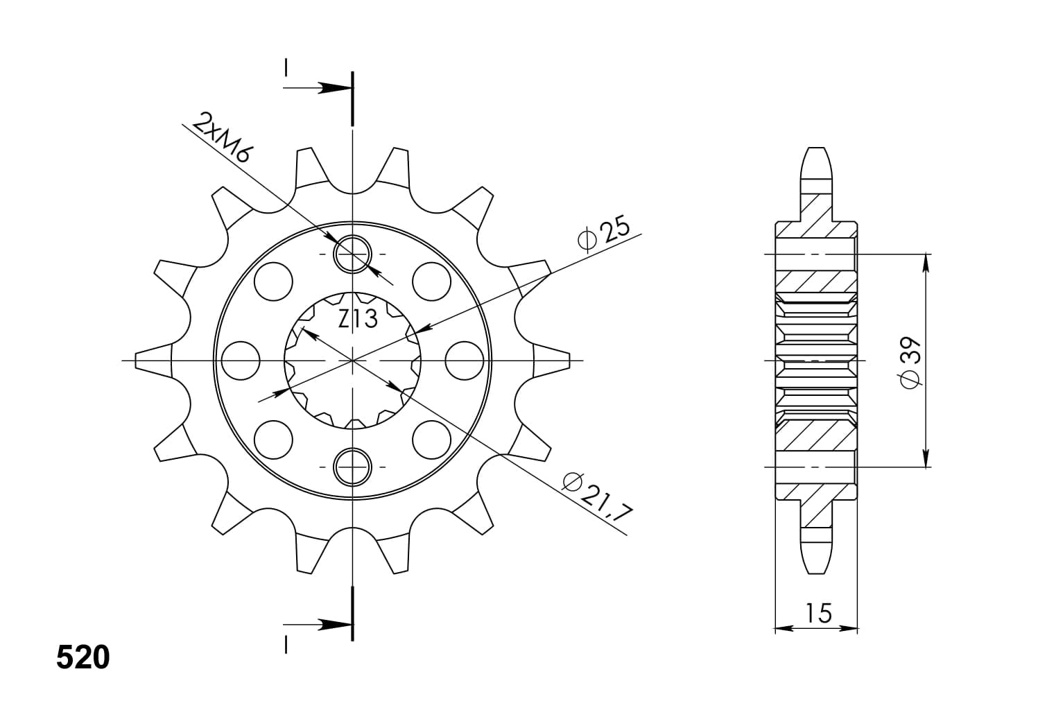 Obrázek produktu Řetězové kolečko SUPERSPROX CST-1042:15 15 zubů, 520 CST-1042:15.2