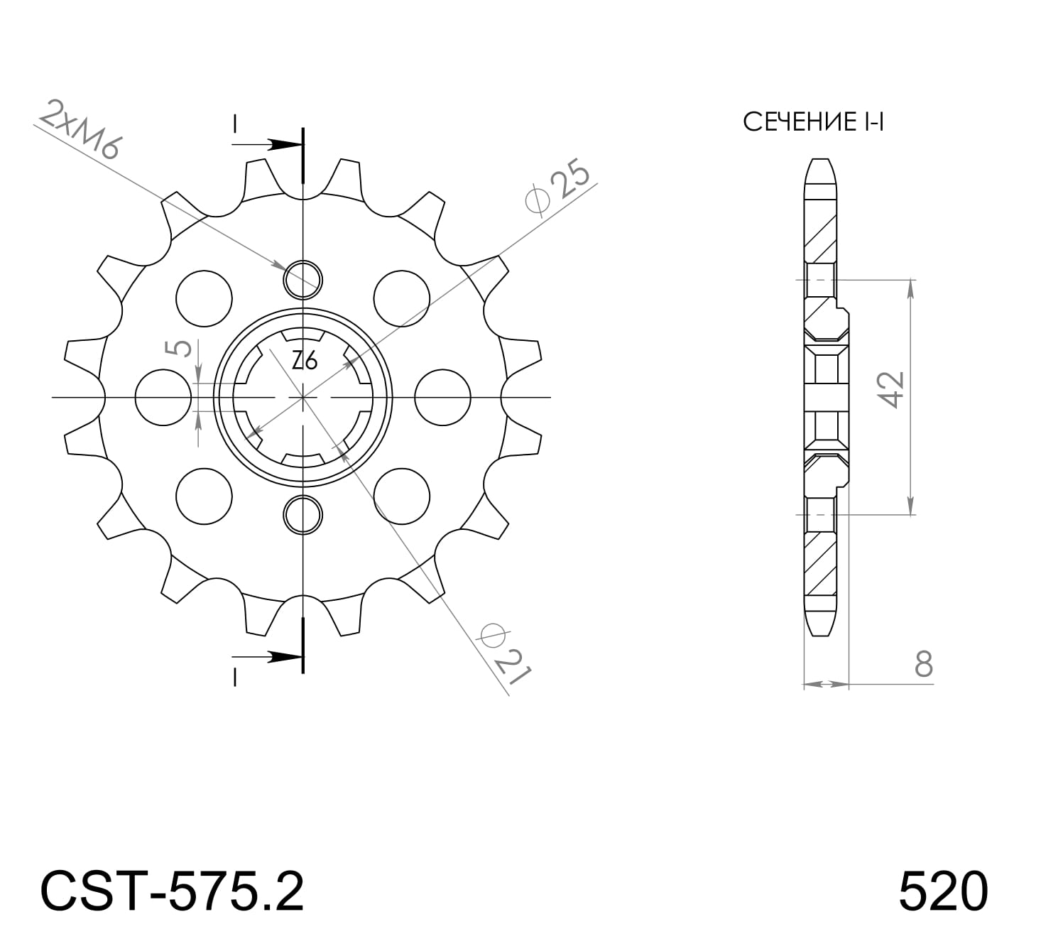 Obrázek produktu Řetězové kolečko SUPERSPROX CST-575:15 15 zubů, 520 CST-575:15