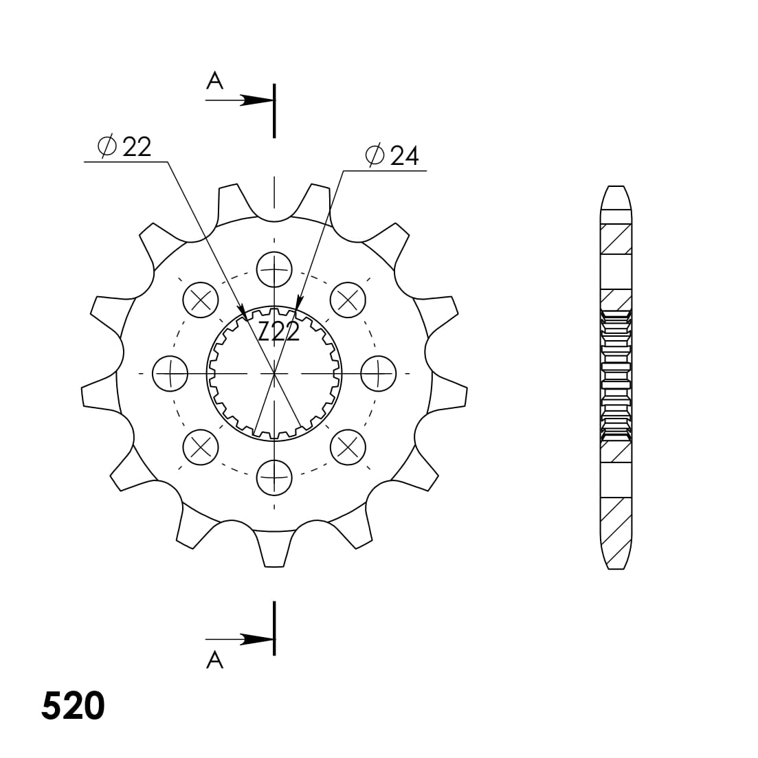 Obrázek produktu Řetězové kolečko SUPERSPROX CST-394:13 13 zubů, 520 CST-394:13.2