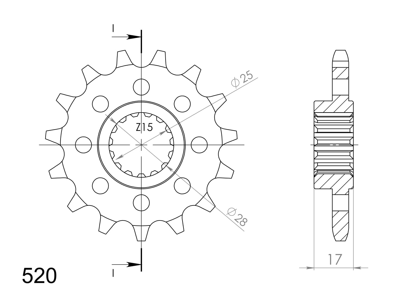 Obrázek produktu Řetězové kolečko SUPERSPROX CST-5054_520:14 14 zubů, 520 CST-5054_520:14