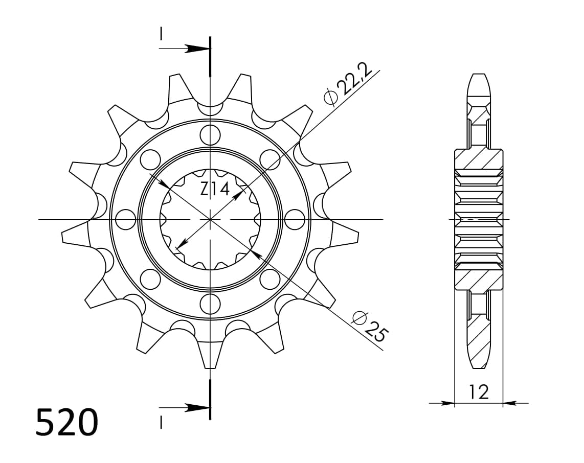 Obrázek produktu Řetězové kolečko SUPERSPROX CST-715:12 12 zubů, 520 CST-715:12.1