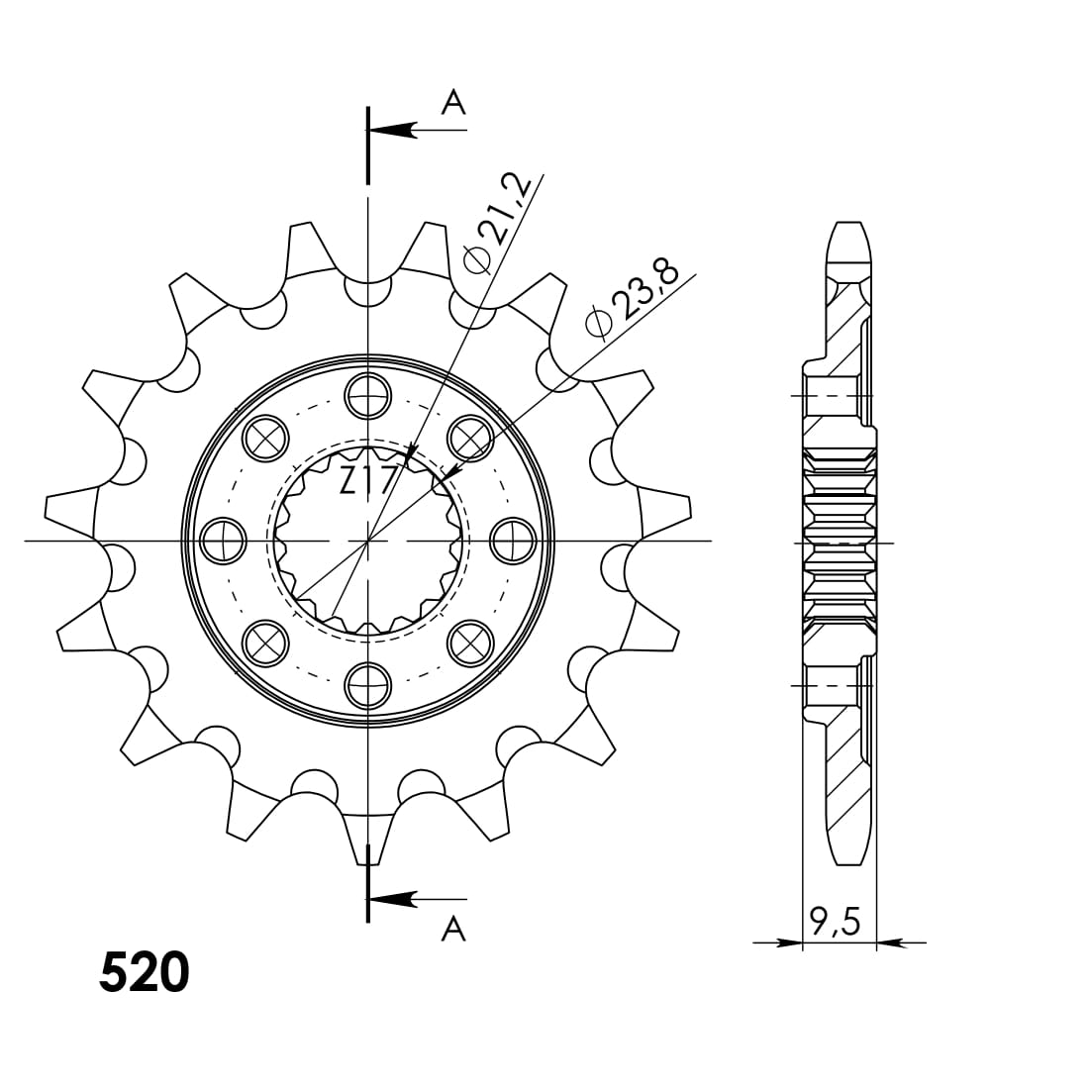 Obrázek produktu Řetězové kolečko SUPERSPROX CST-284:15 15 zubů, 520 CST-284:15.1