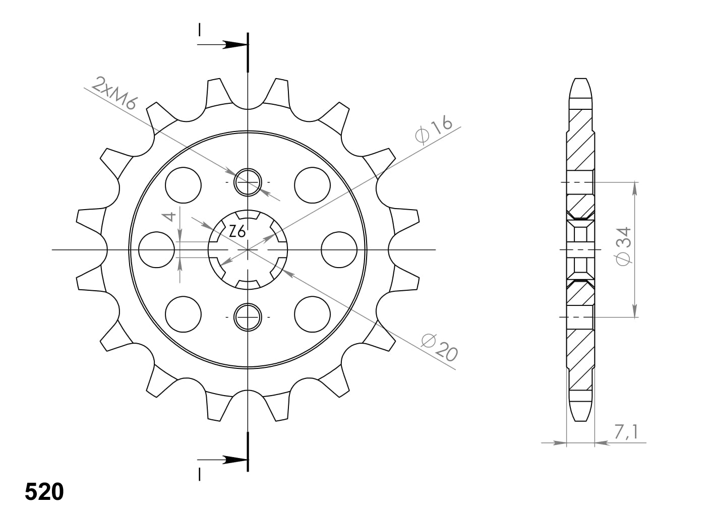 Obrázek produktu Řetězové kolečko SUPERSPROX CST-1903:15 15 zubů, 520 CST-1903:15.2
