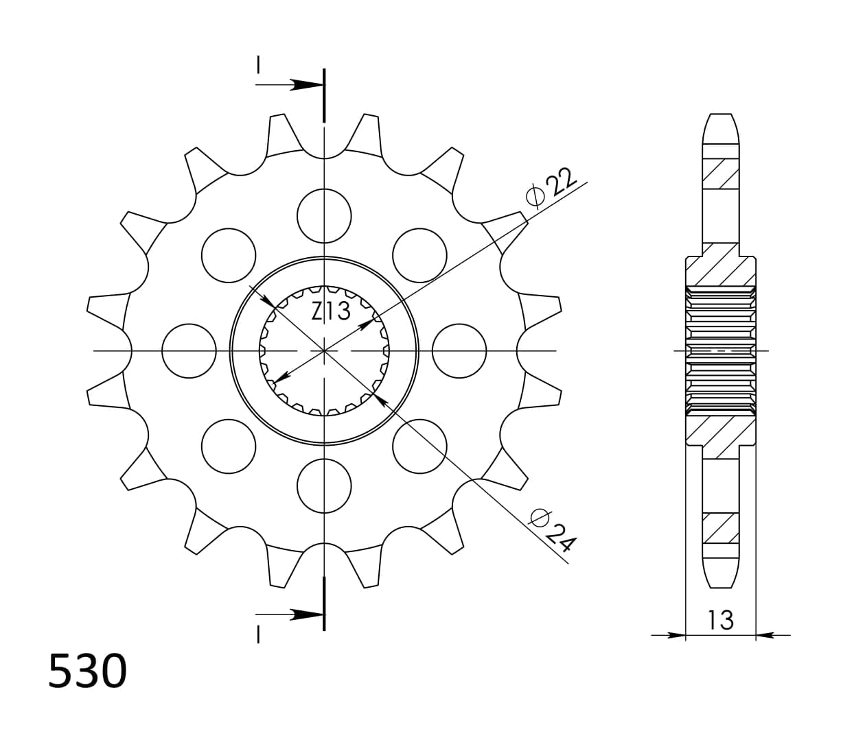 Obrázek produktu Řetězové kolečko SUPERSPROX CST-3411:14 14 zubů, 530 CST-3411:14.2