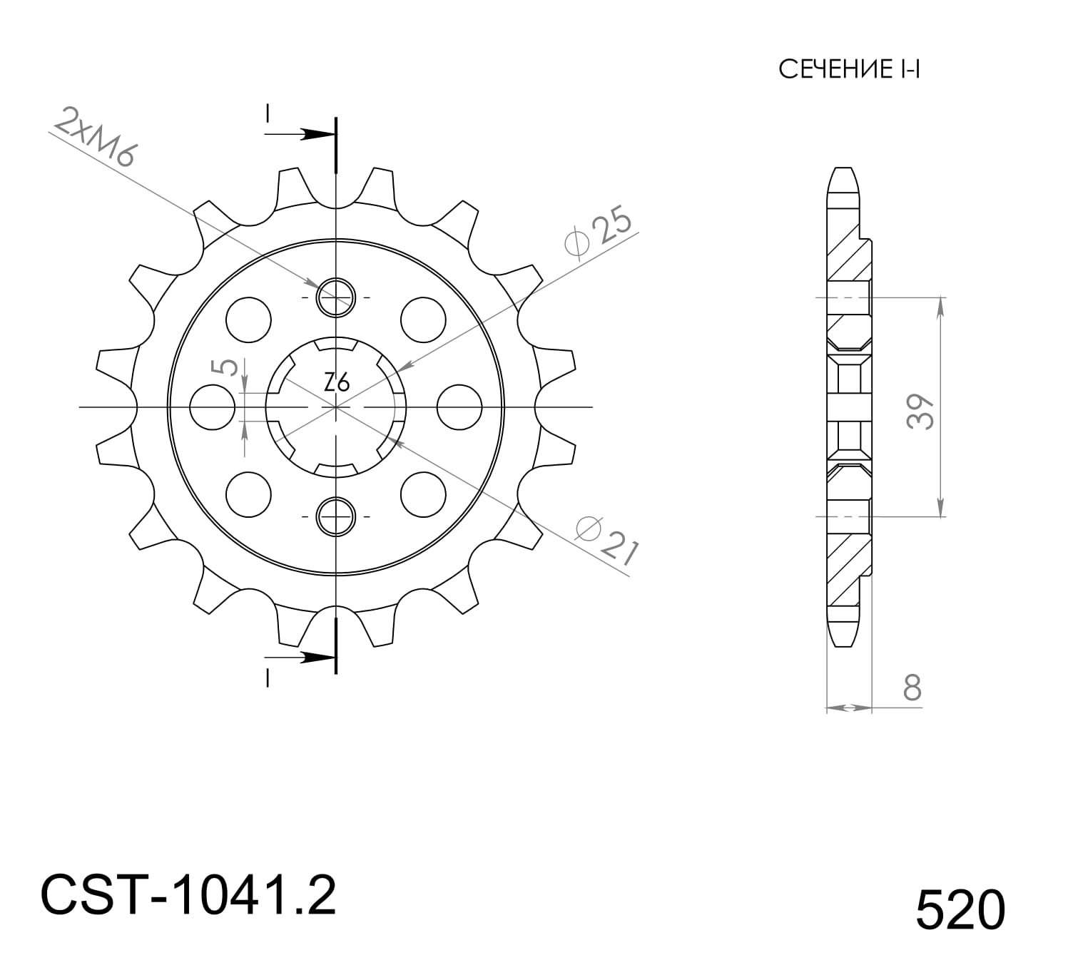 Obrázek produktu Řetězové kolečko SUPERSPROX CST-1041:14 14 zubů, 520 CST-1041:14.2