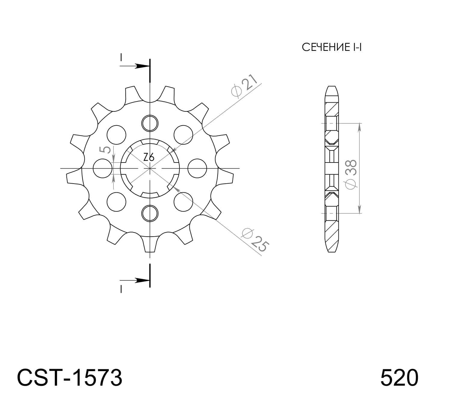 Obrázek produktu Řetězové kolečko SUPERSPROX CST-1573:13 13 zubů, 520