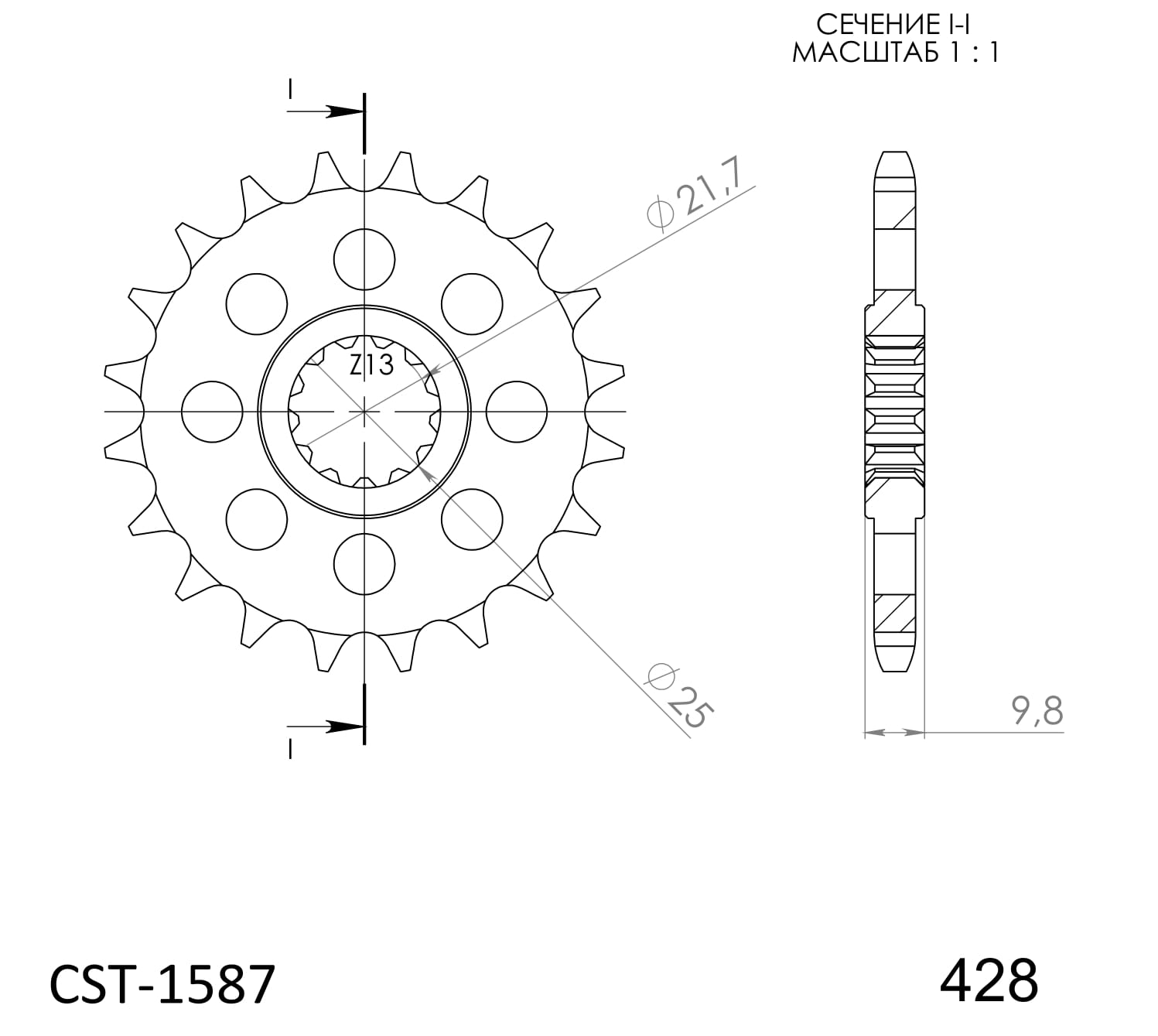Obrázek produktu Řetězové kolečko SUPERSPROX CST-1587:19 19 zubů, 428