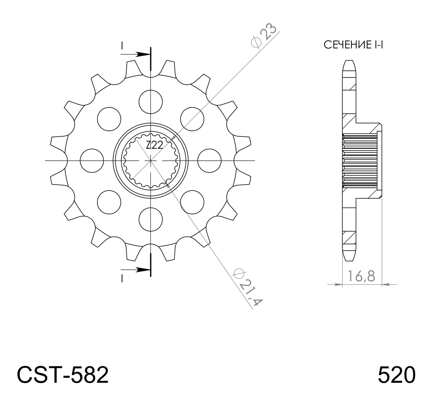 Obrázek produktu Řetězové kolečko SUPERSPROX CST-582:16 16 zubů, 520