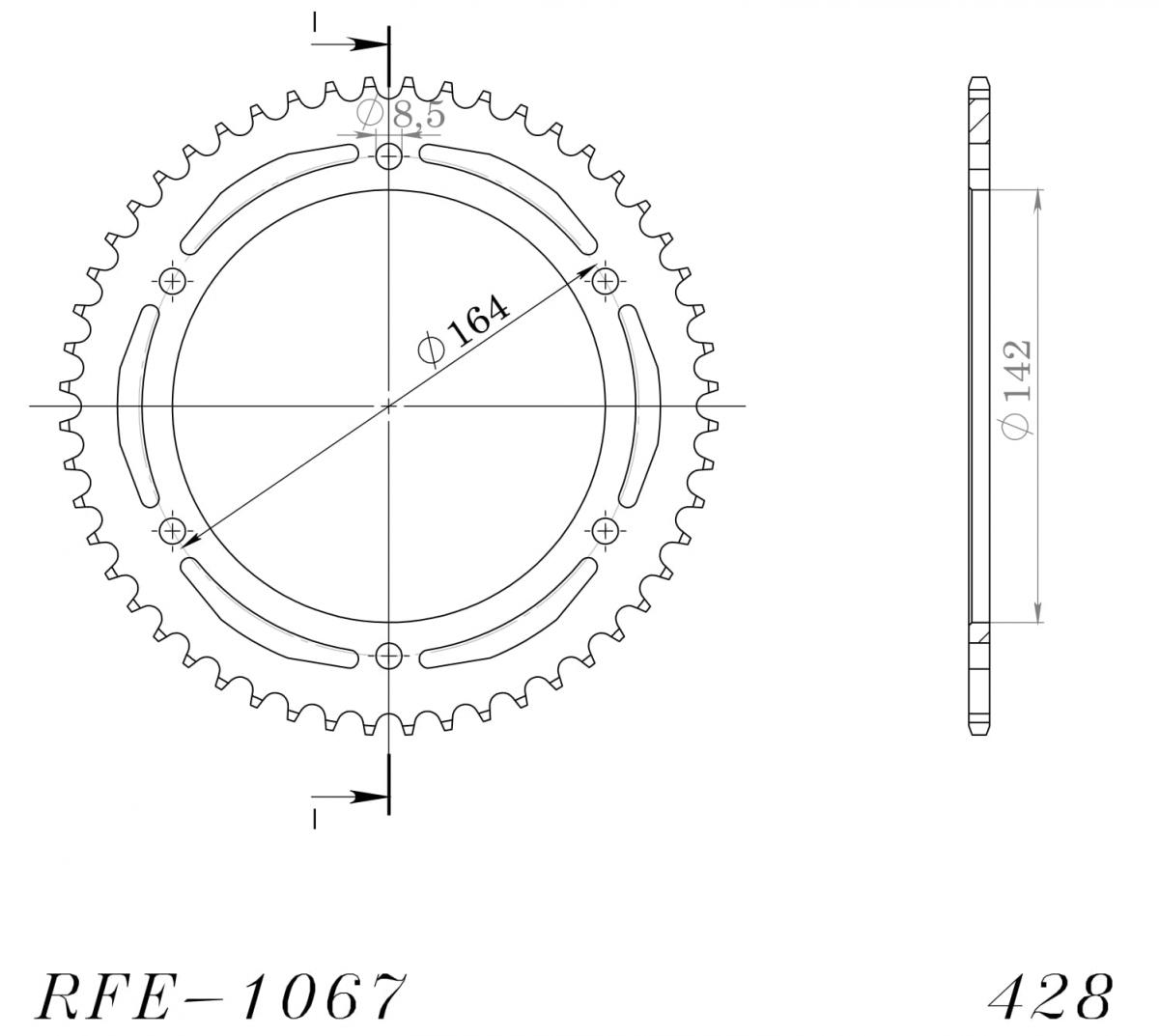 Obrázek produktu Řetězová rozeta SUPERSPROX RFE-1067:52-BLK černý 52 zubů, 428