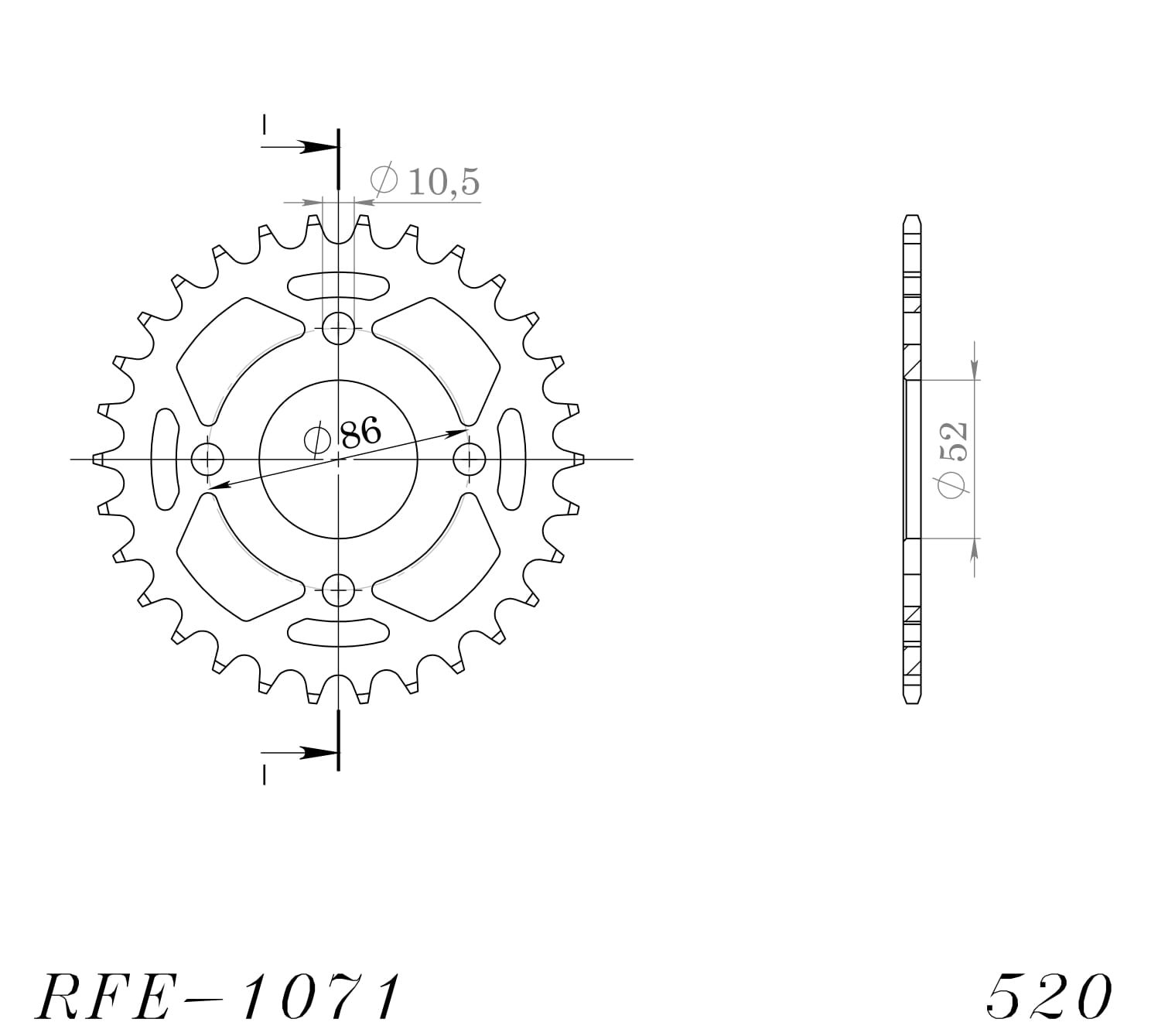 Obrázek produktu Řetězová rozeta SUPERSPROX RFE-1071:30-BLK černý 30 zubů, 520