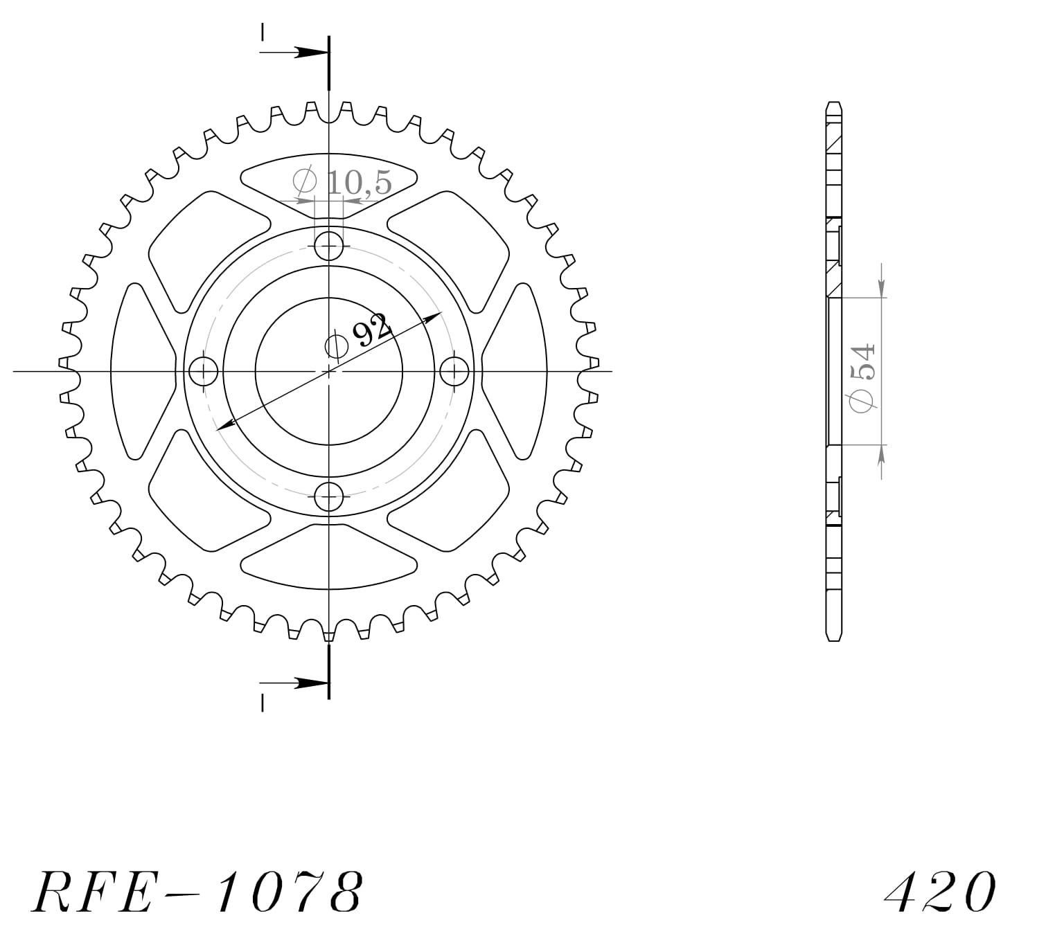 Obrázek produktu Řetězová rozeta SUPERSPROX RFE-1078:47-BLK černý 47 zubů, 420