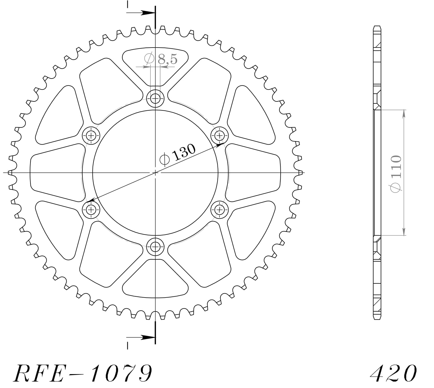 Obrázek produktu Řetězová rozeta SUPERSPROX RFE-1079:62-BLK černý 62 zubů, 420 RFE-1079:62-BLK