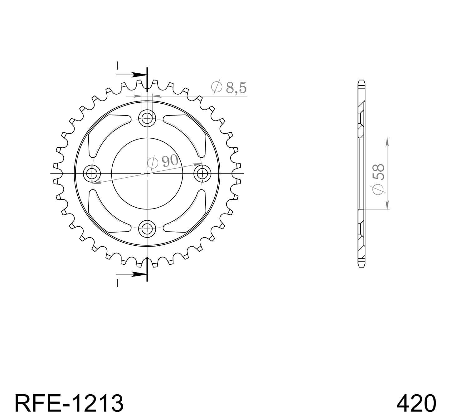 Obrázek produktu Řetězová rozeta SUPERSPROX RFE-1213:36-BLK černý 36 zubů, 420 RFE-1213:36-BLK