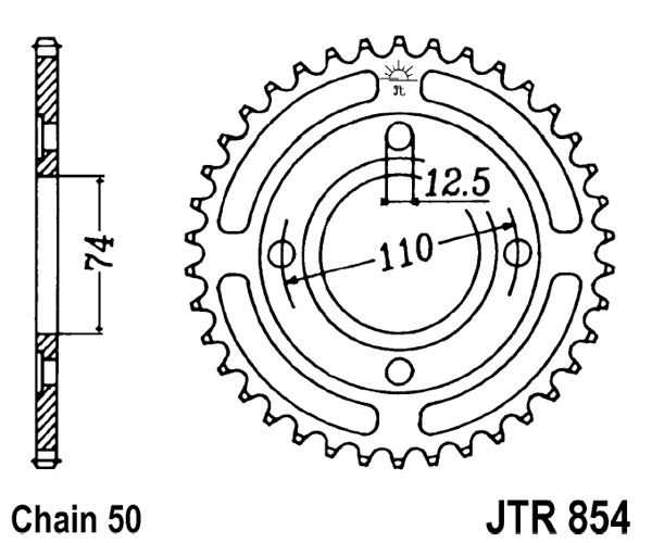 Obrázek produktu Řetězová rozeta JT JTR 854-36 36 zubů, 530 JTR854.36