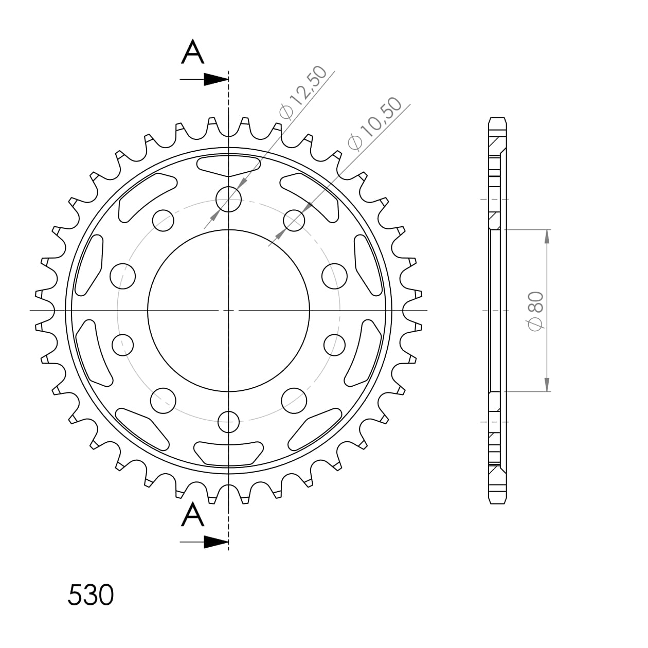 Obrázek produktu Řetězová rozeta SUPERSPROX RFE-1334:36-BLK černý 36 zubů, 530 RFE-1334:36-BLK