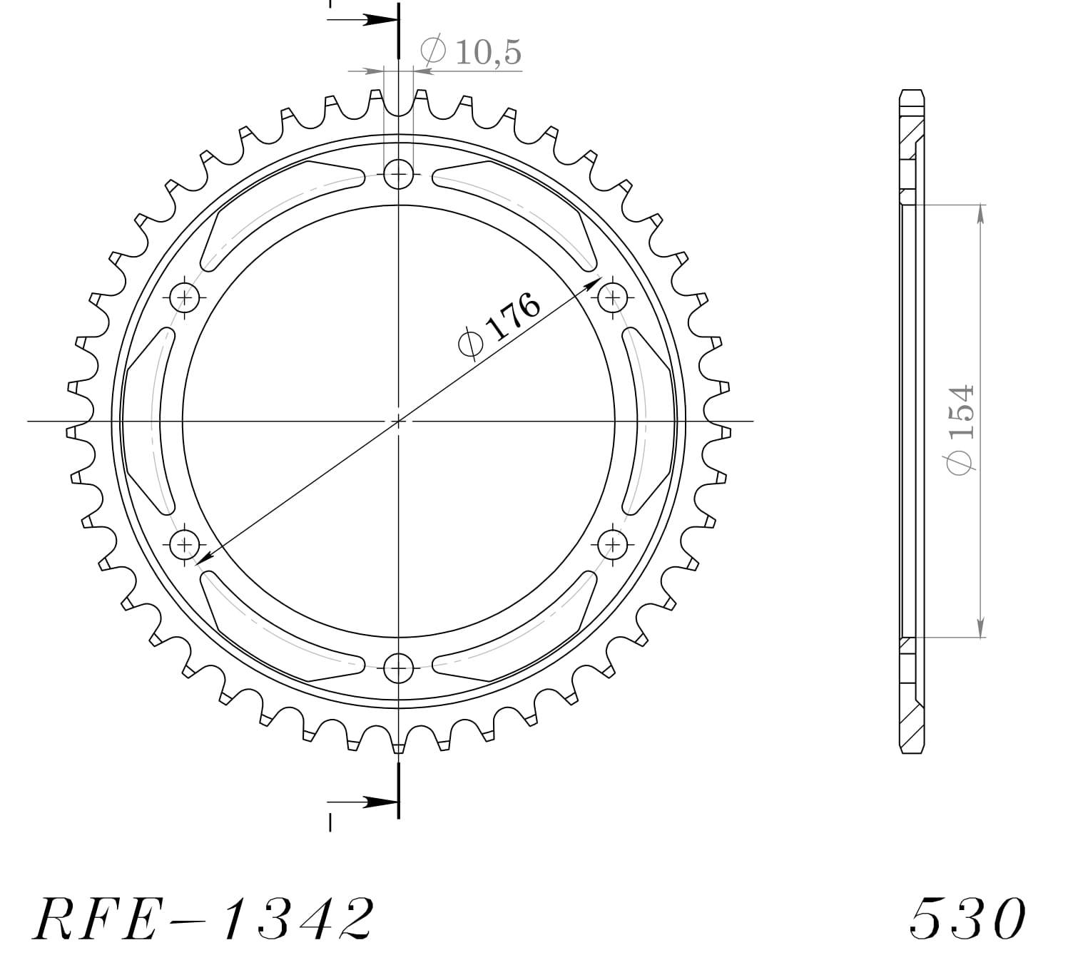 Obrázek produktu Řetězová rozeta SUPERSPROX RFE-1342:43-BLK černý 43 zubů, 530 RFE-1342:43-BLK