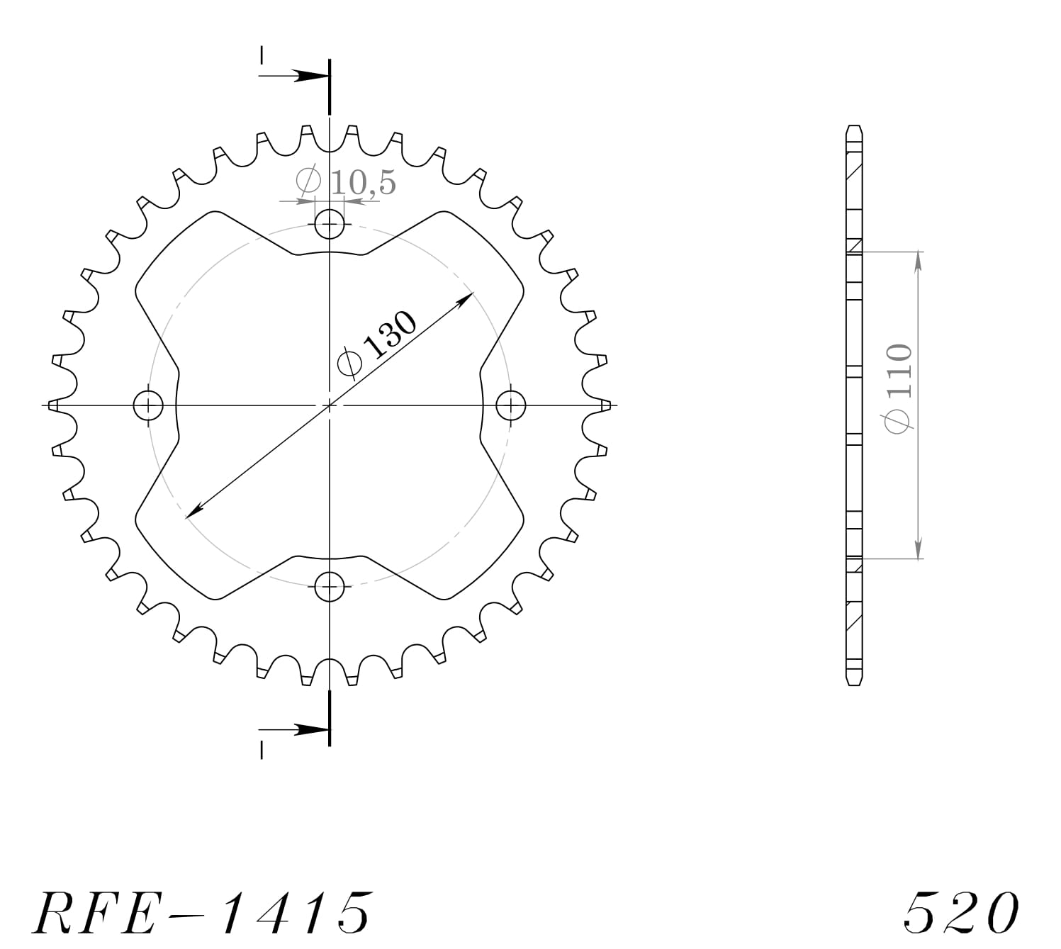 Obrázek produktu Řetězová rozeta SUPERSPROX RFE-1415:38-BLK černý 38 zubů, 520