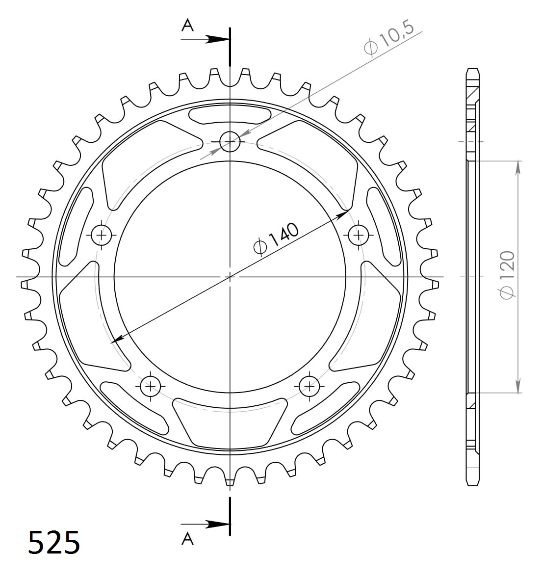 Obrázek produktu Řetězová rozeta SUPERSPROX RFE-1792:41-BLK černý 41 zubů, 525 RFE-1792:41-BLK