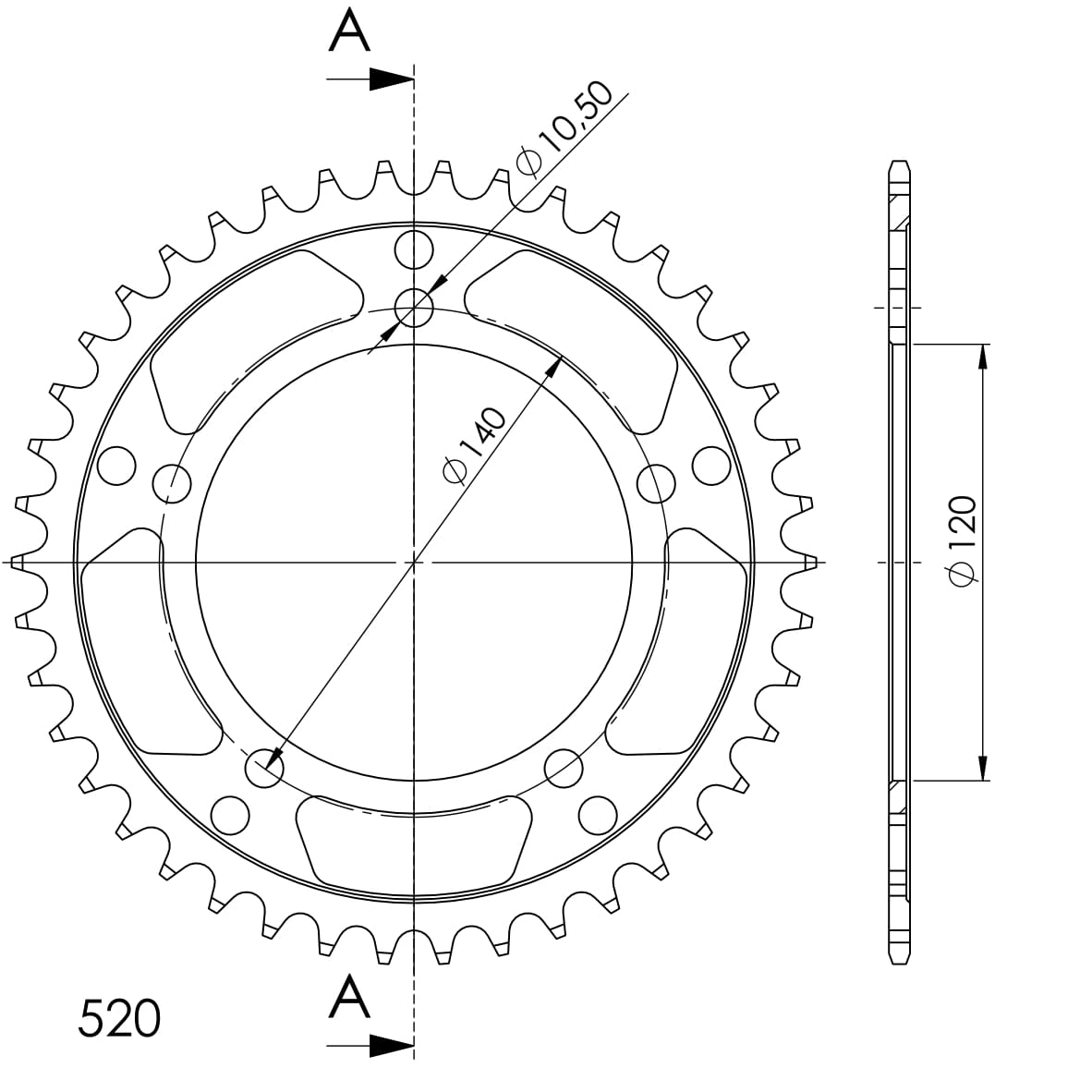 Obrázek produktu Řetězová rozeta SUPERSPROX RFE-1793:42-BLK černý 42 zubů, 520