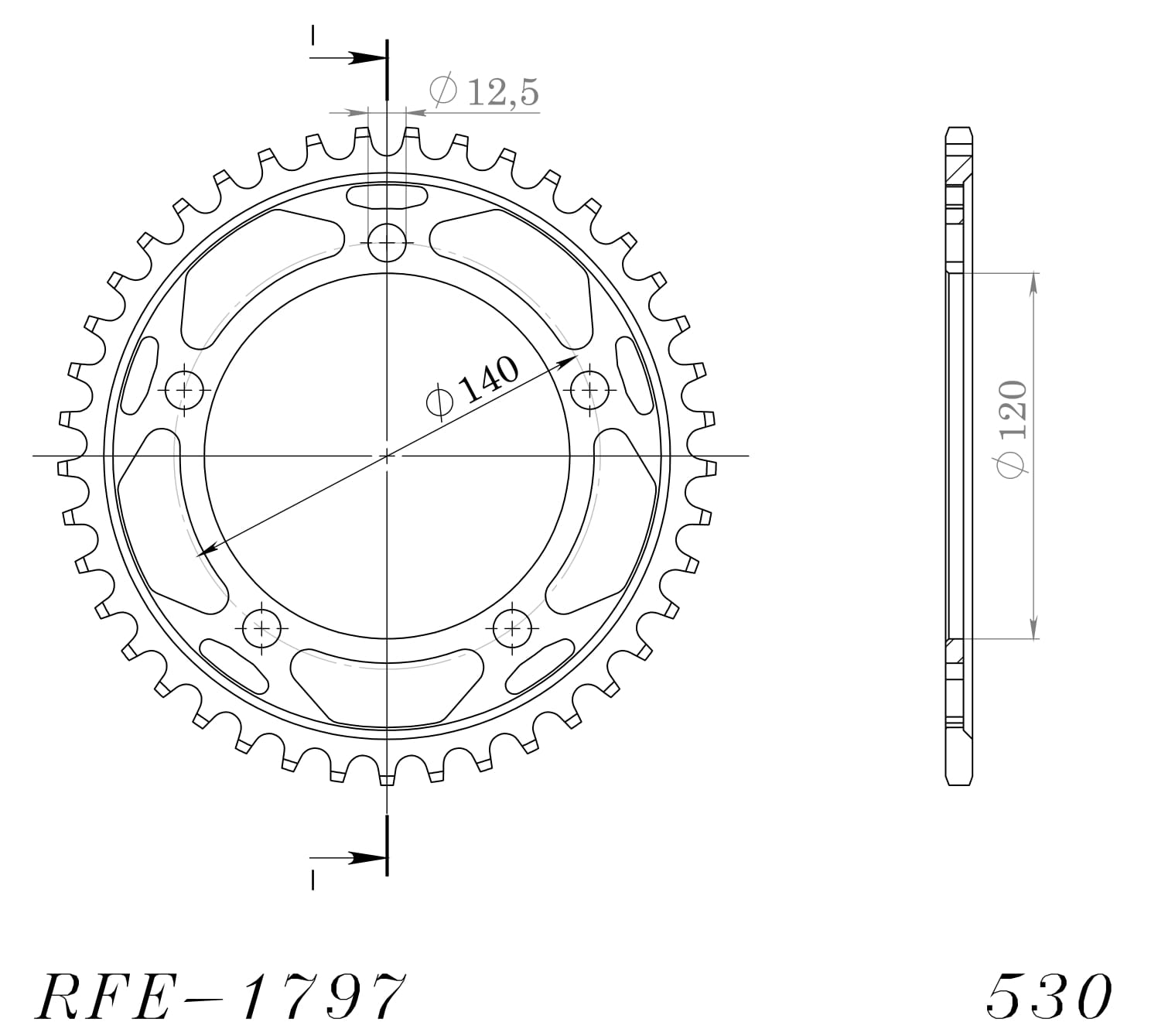 Obrázek produktu Řetězová rozeta SUPERSPROX RFE-1797:41-BLK černý 41 zubů, 530