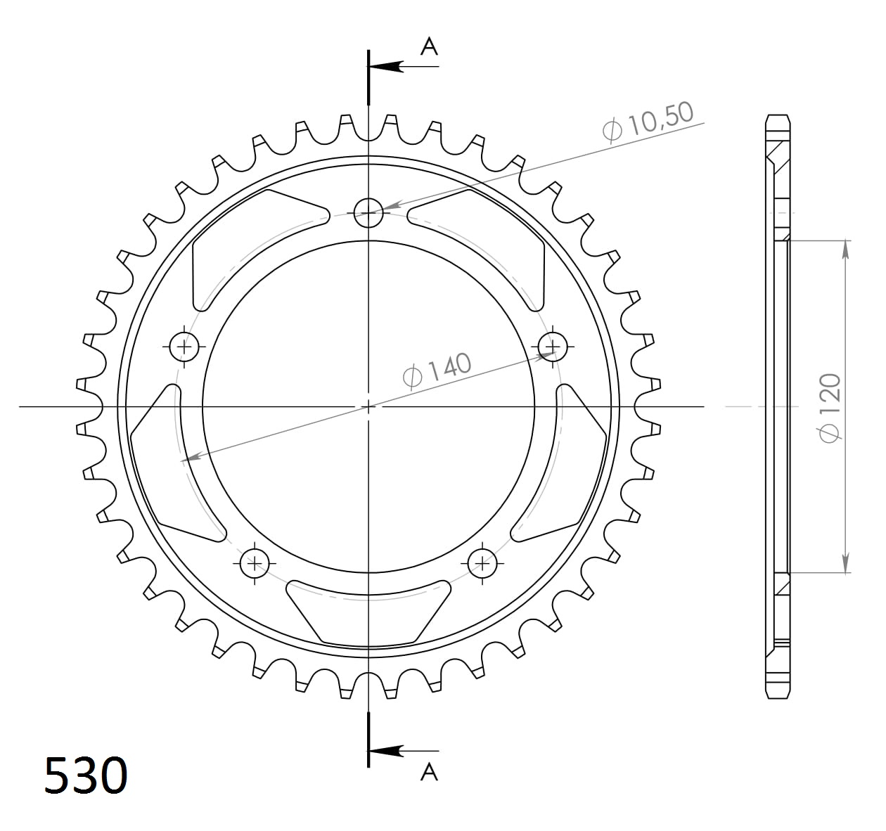 Obrázek produktu Řetězová rozeta SUPERSPROX RFE-1800:40-BLK černý 40 zubů, 530