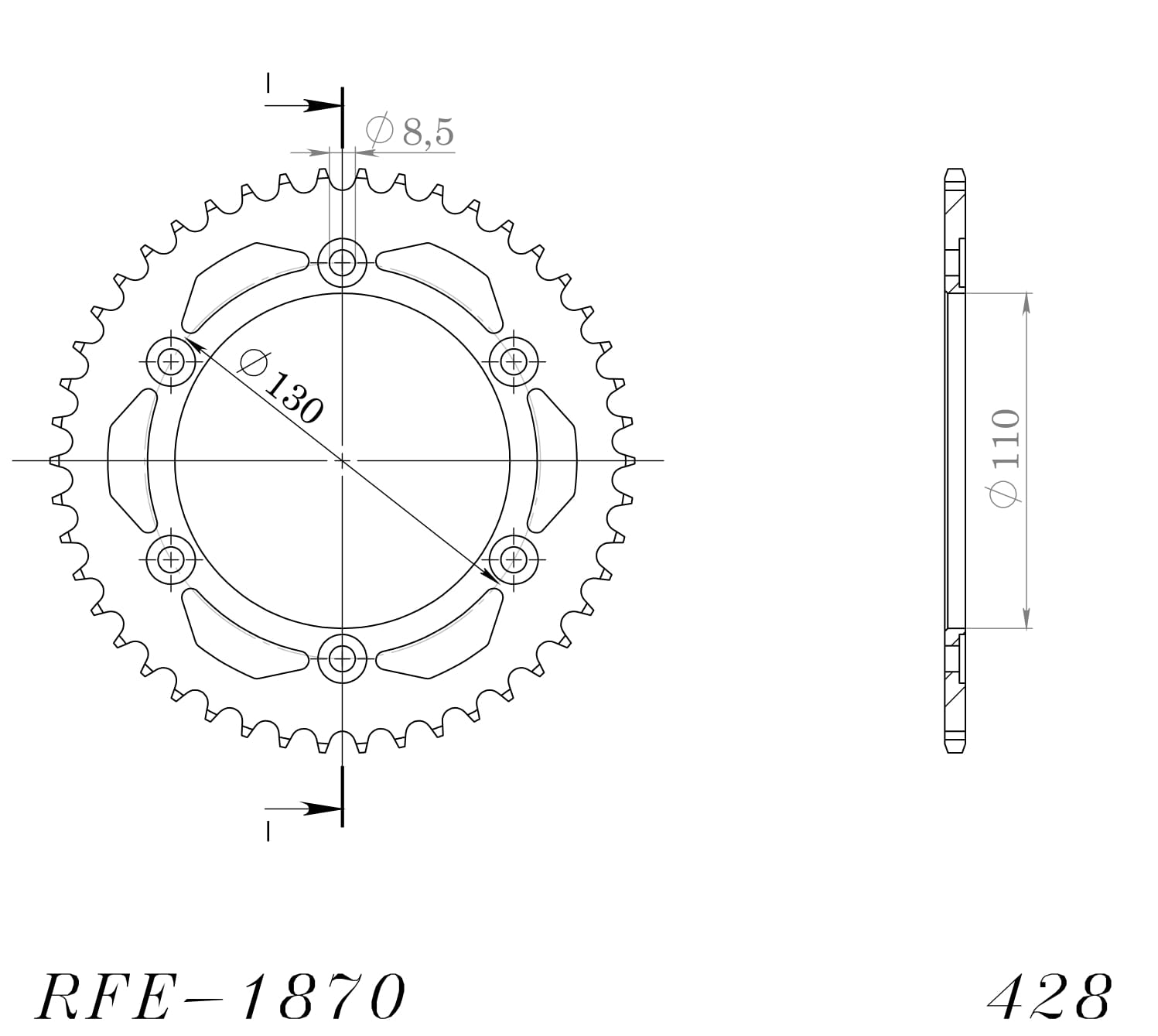 Obrázek produktu Řetězová rozeta SUPERSPROX RFE-1870:46-BLK černý 46 zubů, 428