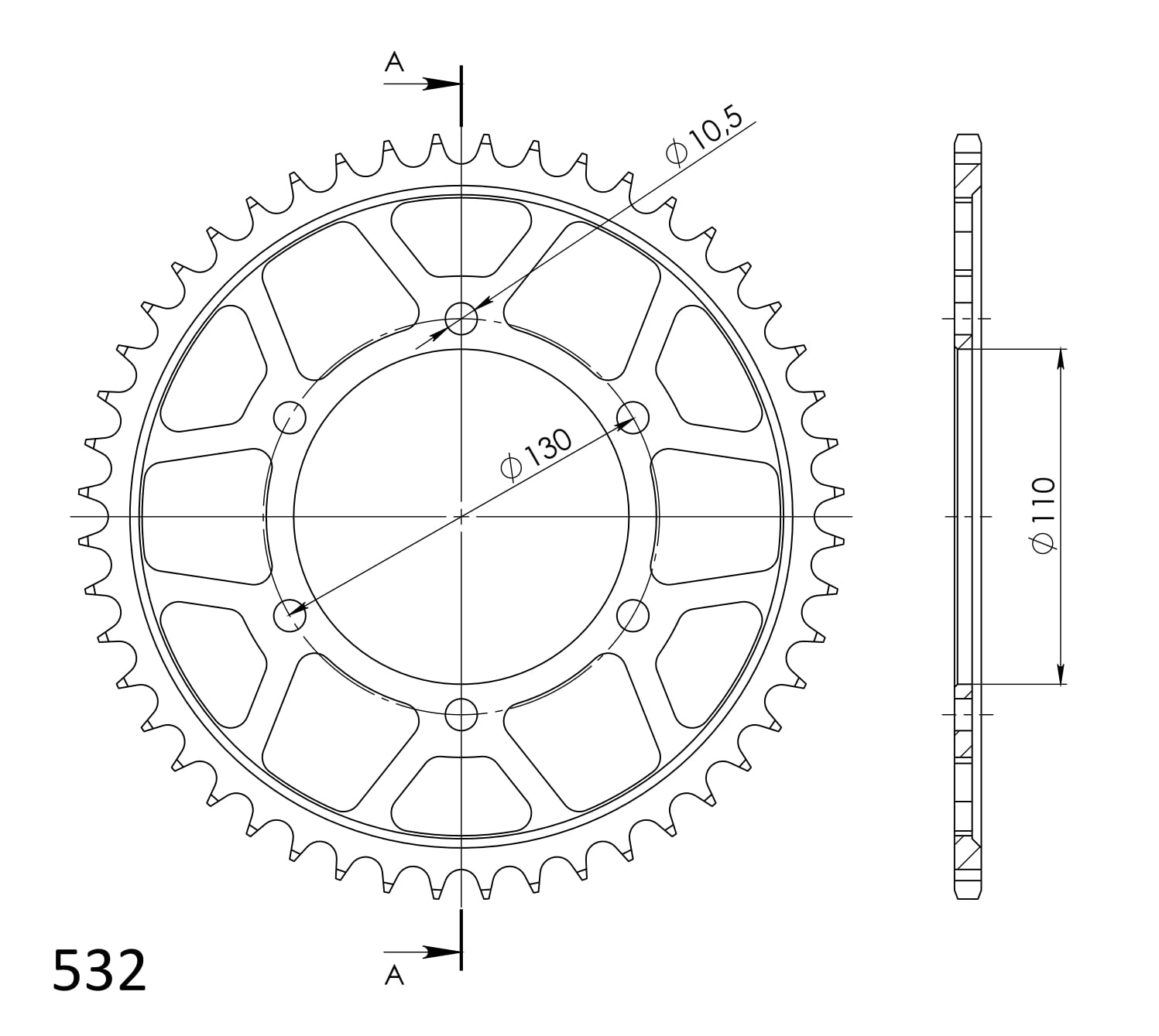 Obrázek produktu Řetězová rozeta SUPERSPROX RFE-1875:48-BLK černý 48 zubů, 532