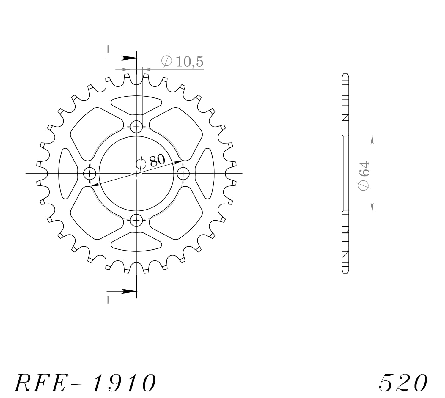 Obrázek produktu Řetězová rozeta SUPERSPROX RFE-1910:32-BLK černý 32 zubů, 520