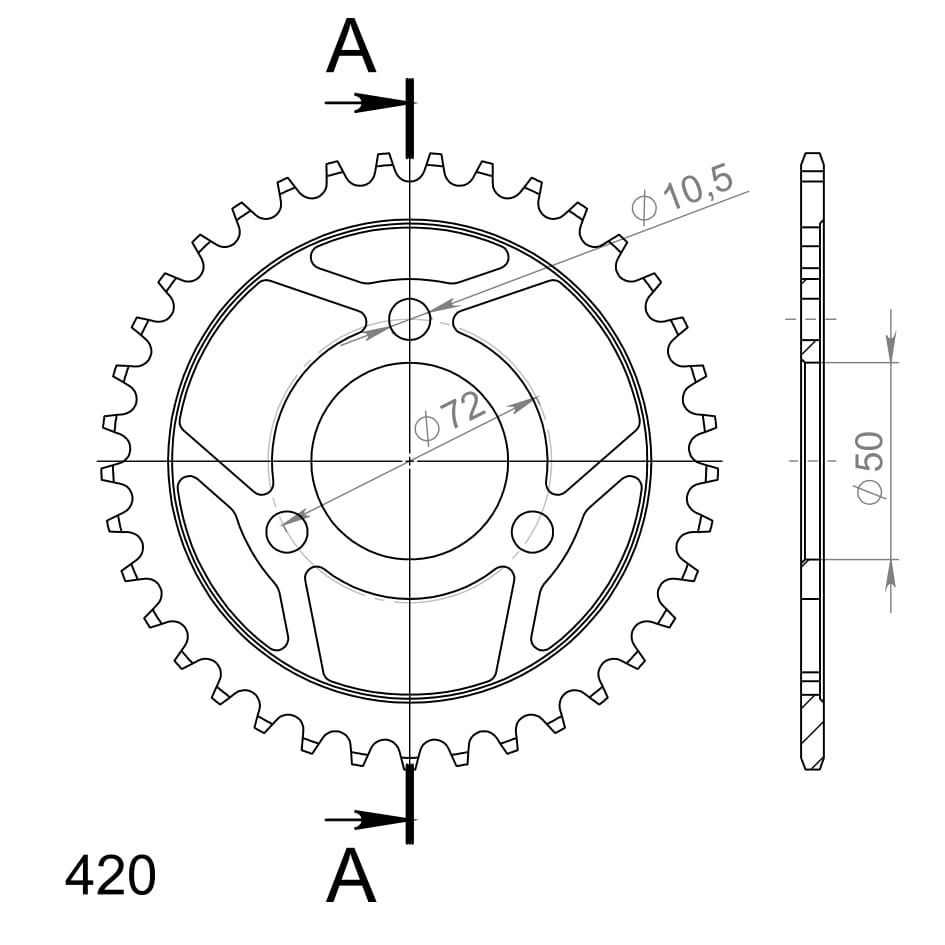 Obrázek produktu Řetězová rozeta SUPERSPROX RFE-216:37-BLK černý 37 zubů, 420 RFE-216:37-BLK